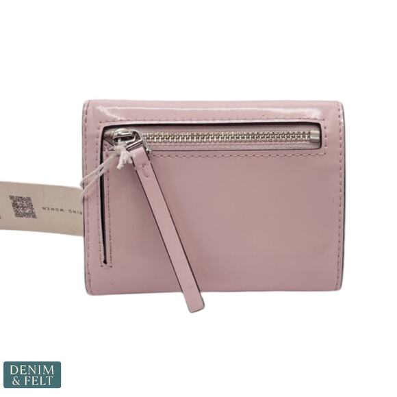 NEW Tory Burch Small Robinson Spazzolato Wallet Powder Pink Patent Leather - Picture 9 of 14